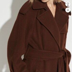 Vince Belted Brown Wool Trench Coat